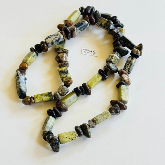 VTG Estate Primitive Necklace Turquoise Yellow green Beads Natural 146gm 26" - Picture 9 of 9